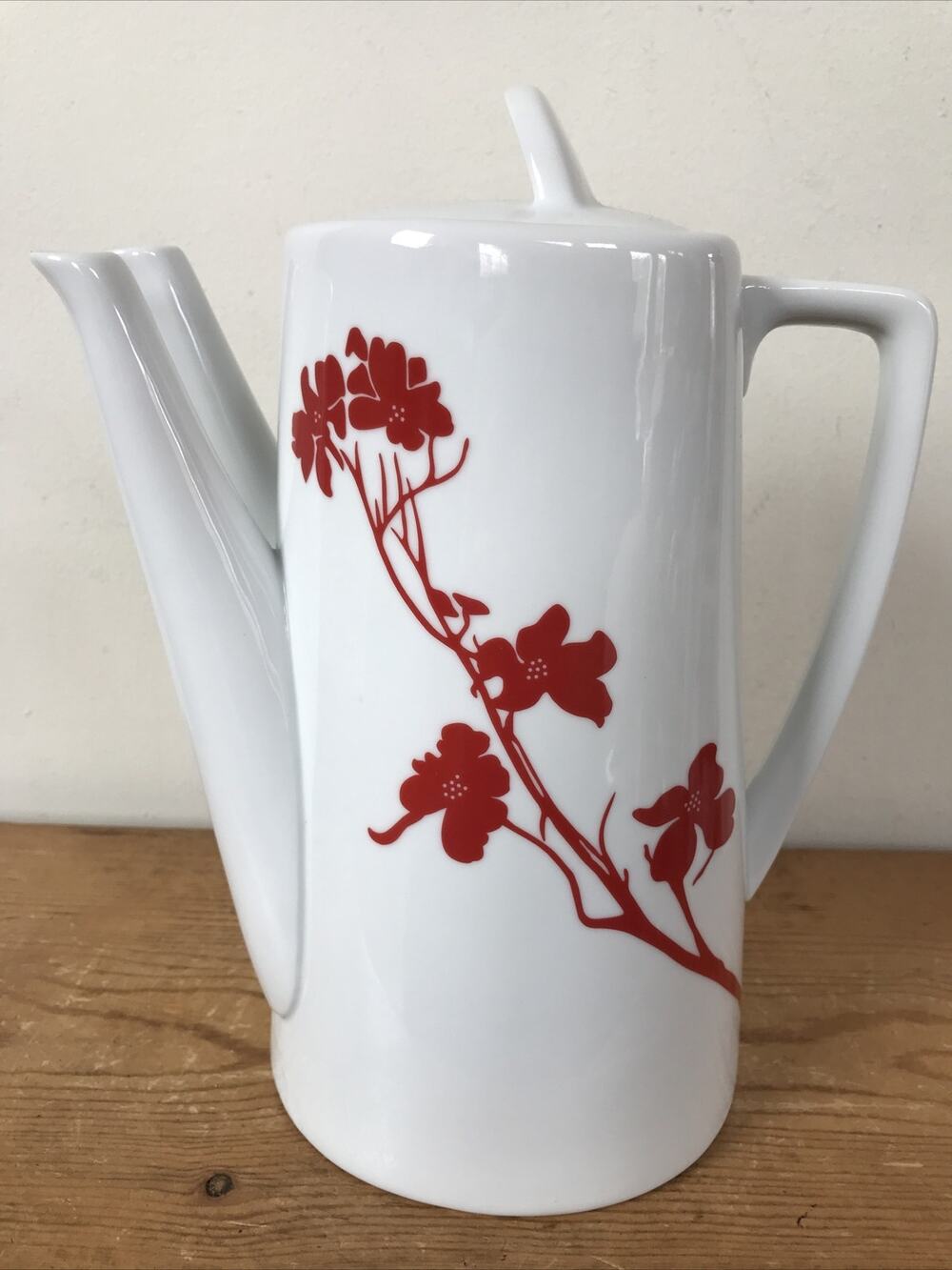 Marla Dawn Asian Porcelain Red Cherry Blossom Two for Tea Double Tea Pot